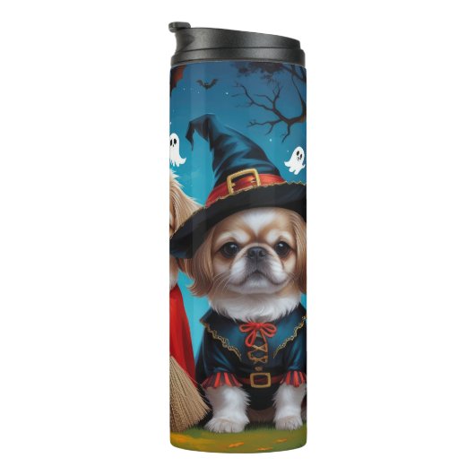 Bouteilles Isothermes Chiens Pekingese Citrouille Halloween drôle (Tourné sur la droite)