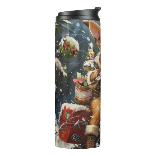 Bouteilles Isothermes Chihuahua Chien équitation moto Noël (Tourné sur la gauche)