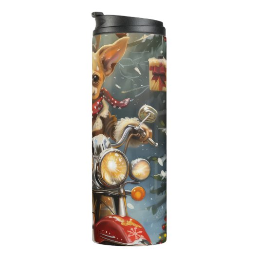Bouteilles Isothermes Chihuahua Chien équitation moto Noël (Tourné sur la droite)