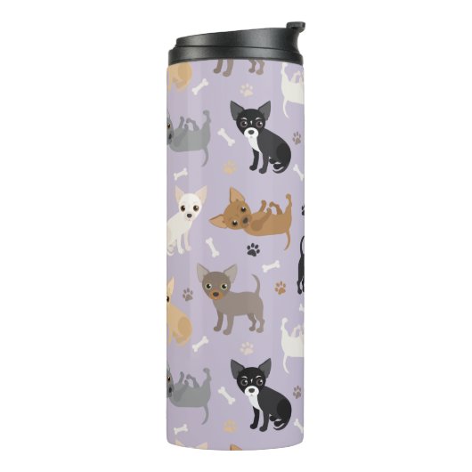 Bouteilles Isothermes Chihuahua Os et pattes violet (Tourné sur la gauche)