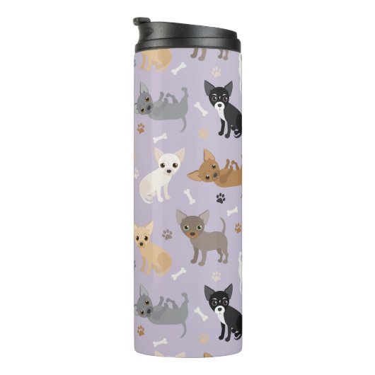 Bouteilles Isothermes Chihuahua Os et pattes violet (Tourné sur la droite)