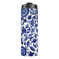 Chinois bleu marine foncé motif floral sur blanc