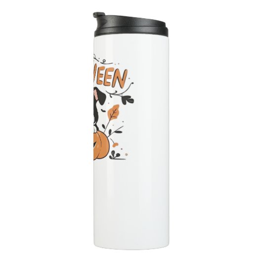 Bouteilles Isothermes Chiot mignon en Citrouille - Illustration de chien (Tourné sur la droite)