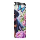 Bouteilles Isothermes Chiots Rottweiler en fleur (Tourné sur la droite)