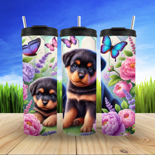 Bouteilles Isothermes Chiots Rottweiler en fleur