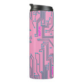 Bouteilles Isothermes Chip d'ordinateur Nerd noir rose bleu nom du texte (Tourné sur la droite)