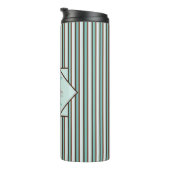 Bouteilles Isothermes Chocolat Brown et pinte vert rayures Monogramme (Tourné sur la droite)
