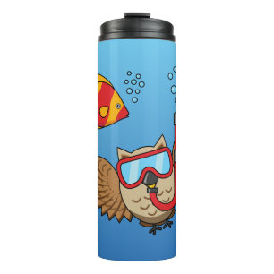 Bouteilles Isothermes Chouette avec masque tuba et poisson tropical