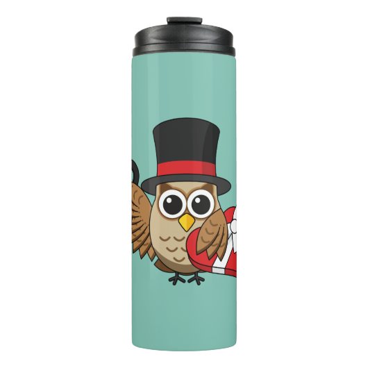 Bouteilles Isothermes Chouette sophistiquée avec boîte de chocolat cardi (Devant)