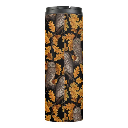 Bouteilles Isothermes Chouettes d'automne sur noir (Dos)