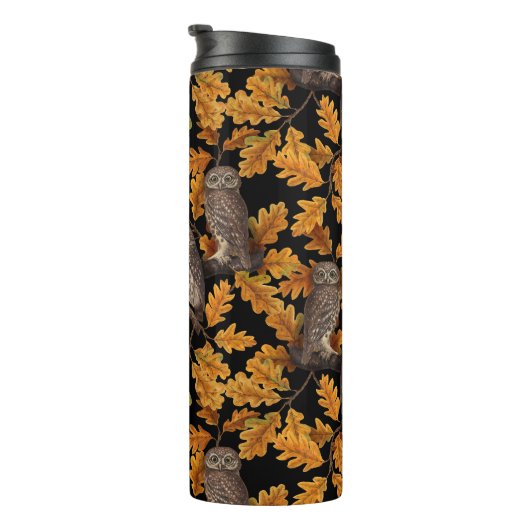 Bouteilles Isothermes Chouettes d'automne sur noir (Tourné sur la droite)