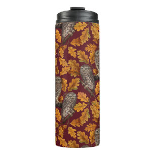 Bouteilles Isothermes Chouettes d'automne sur rouge foncé