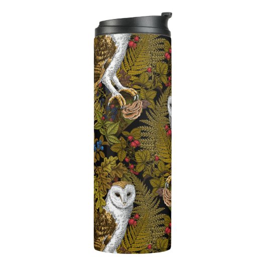 Bouteilles Isothermes Chouettes, fougères, chênes et baies 2 (Tourné sur la gauche)