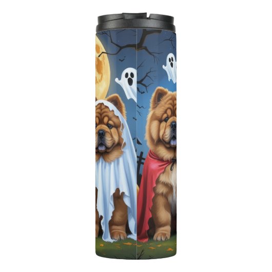 Bouteilles Isothermes Chow Chow Chien Citrouille Halloween drôle (Dos)