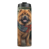 Bouteilles Isothermes Chow Chow Chien de Noël en neige (Devant)