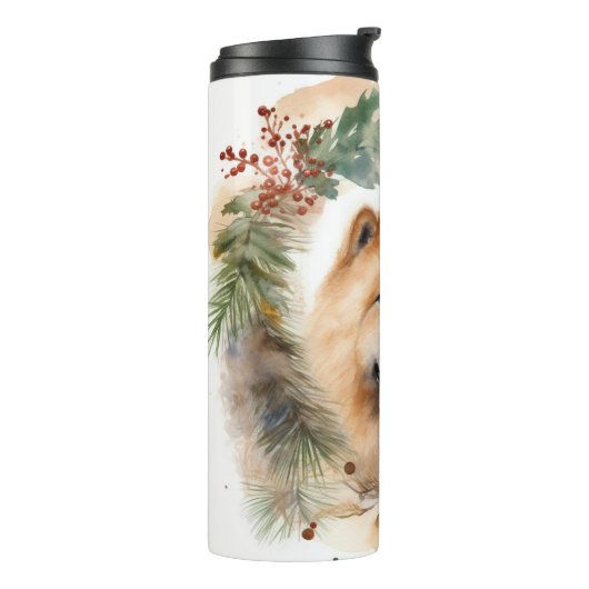 Bouteilles Isothermes chow chow Christmas Wreath Festive Pup (Tourné sur la gauche)