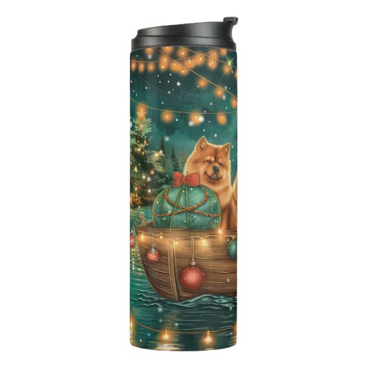 Bouteilles Isothermes Chow Chow Noël Festive Voyage (Tourné sur la gauche)