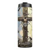 Bouteilles Isothermes Christ Cross Ascends Doves Fleurs (Devant)