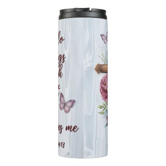 Bouteilles Isothermes Christ me renforce Philippiens 4:13"Croix (Dos)