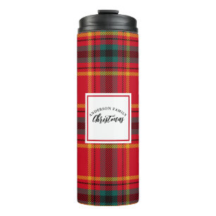 Bouteilles Isothermes Christmas Tartan Plaid Nom de famille