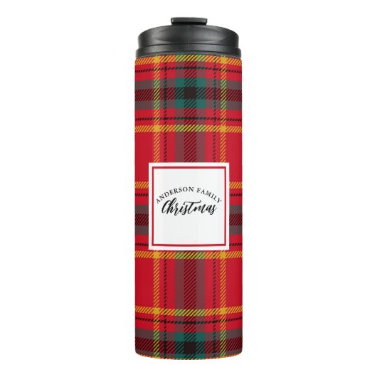 Bouteilles Isothermes Christmas Tartan Plaid Nom de famille (Devant)