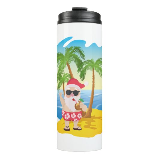 Bouteilles Isothermes Christmas Tropical Beach Funny Santa Claus (Devant)