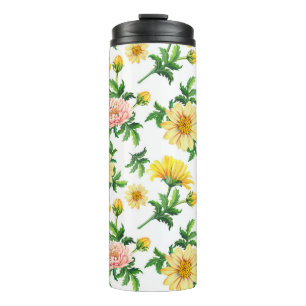 Bouteilles Isothermes Chrysanthemums Aquarelle : Design floral incolore