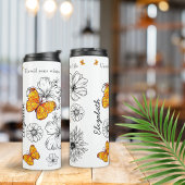 Bouteilles Isothermes Citation De Papillon Jaune Et De Fleurs Noires Et 