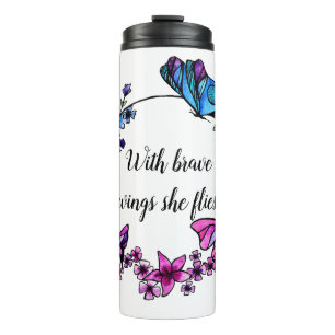 Bouteilles Isothermes Citation ou nom faite sur commande de papillon et