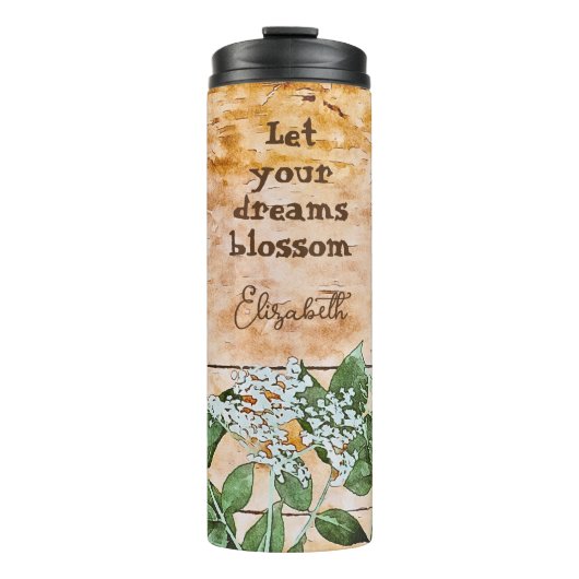 Bouteilles Isothermes Citation Rustique Brown Vert Et Blanc Fleurs (Devant)