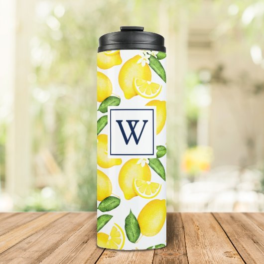 Bouteilles Isothermes Citron Monogramme Blanc
