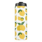 Bouteilles Isothermes Citron Motif Fruit Rétro Jaune Sur Blanc (Devant)