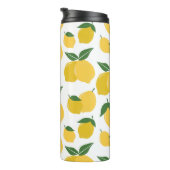 Bouteilles Isothermes Citron Motif Fruit Rétro Jaune Sur Blanc (Tourné sur la droite)