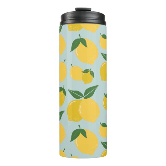 Bouteilles Isothermes Citron Motif Fruit Rétro Jaune Sur Vert (Devant)