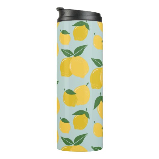 Bouteilles Isothermes Citron Motif Fruit Rétro Jaune Sur Vert (Tourné sur la droite)