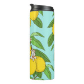 Bouteilles Isothermes Citrons, Arrière - plan Bleu Vibrant sans couture. (Tourné sur la droite)