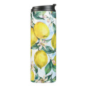 Bouteilles Isothermes citrons d'aquarelle, branche d'agrumes frais. (Tourné sur la gauche)