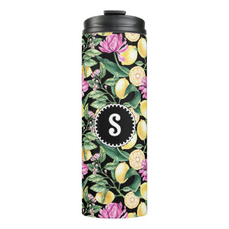 Bouteilles Isothermes Citrons et tulipes Motif Floral | Citrus Monogramm