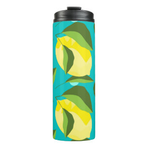 Bouteilles Isothermes citrons jaunes avec feuilles verts sans couture mo