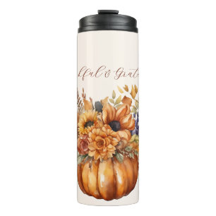 Bouteilles Isothermes Citrouille avec Fleurs- Gentil et Gratuit-