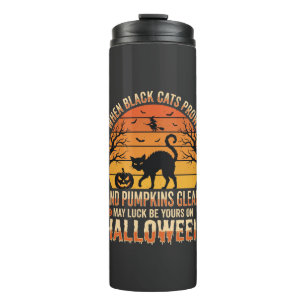 Bouteilles Isothermes Citrouille Chat Noir Halloween Design Vectoriel