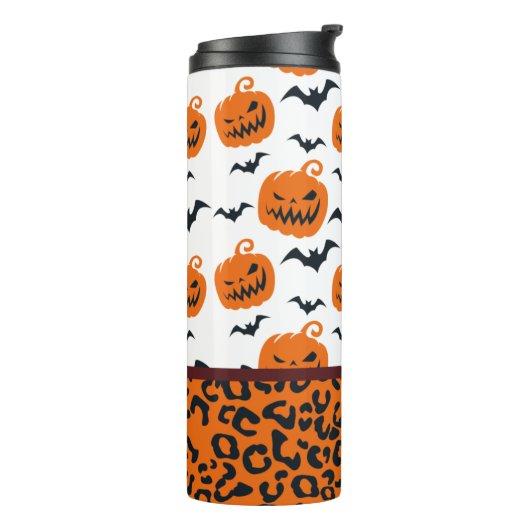 Bouteilles Isothermes Citrouille d'Halloween Leopard Tumbler (Tourné sur la gauche)