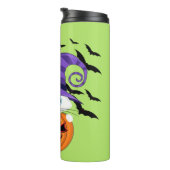 Bouteilles Isothermes Citrouille effrayante avec un chat blanc et chapea (Tourné sur la droite)