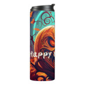 Bouteilles Isothermes Citrouille orange effrayant avec visage, Halloween (Tourné sur la gauche)