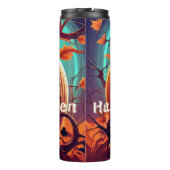 Bouteilles Isothermes Citrouille orange effrayant avec visage, Halloween (Dos)