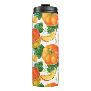 Bouteilles Isothermes Citrouille orange sur arrière - plan blanc. Patte