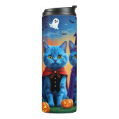 Bouteilles Isothermes Citrouille russe Blue Cats Halloween drôle (Tourné sur la gauche)