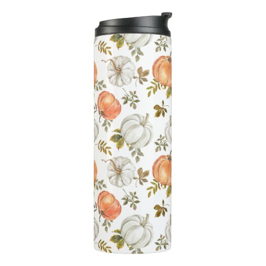 Bouteilles Isothermes Citrouilles d'aquarelle et Motif d'automne de feui (Tourné sur la gauche)