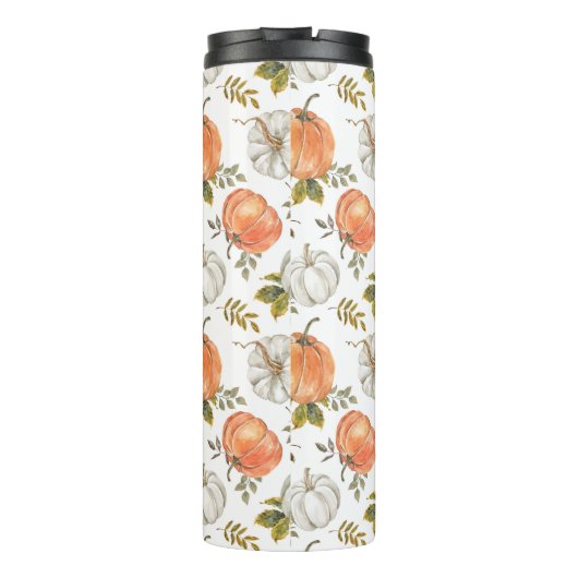 Bouteilles Isothermes Citrouilles d'aquarelle et Motif d'automne de feui (Dos)