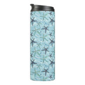 Bouteilles Isothermes Clair bleu et or Starfish sur Ocean Wave Motif (Tourné sur la droite)